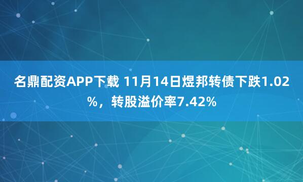 名鼎配资APP下载 11月14日煜邦转债下跌1.02%,转股溢价率7.42%